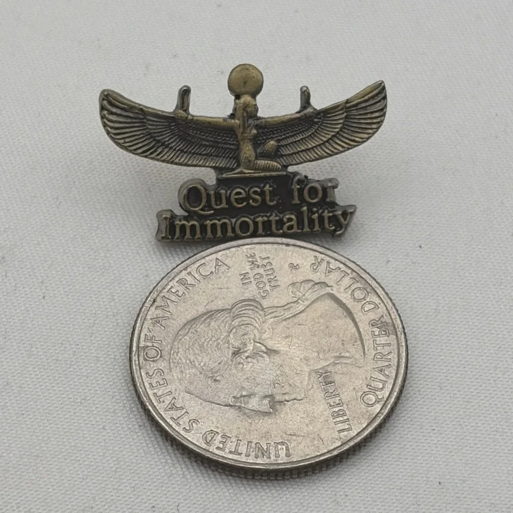 Vintage Quest For Immortality Egyptian Gold Tone Lapel Hat Pin